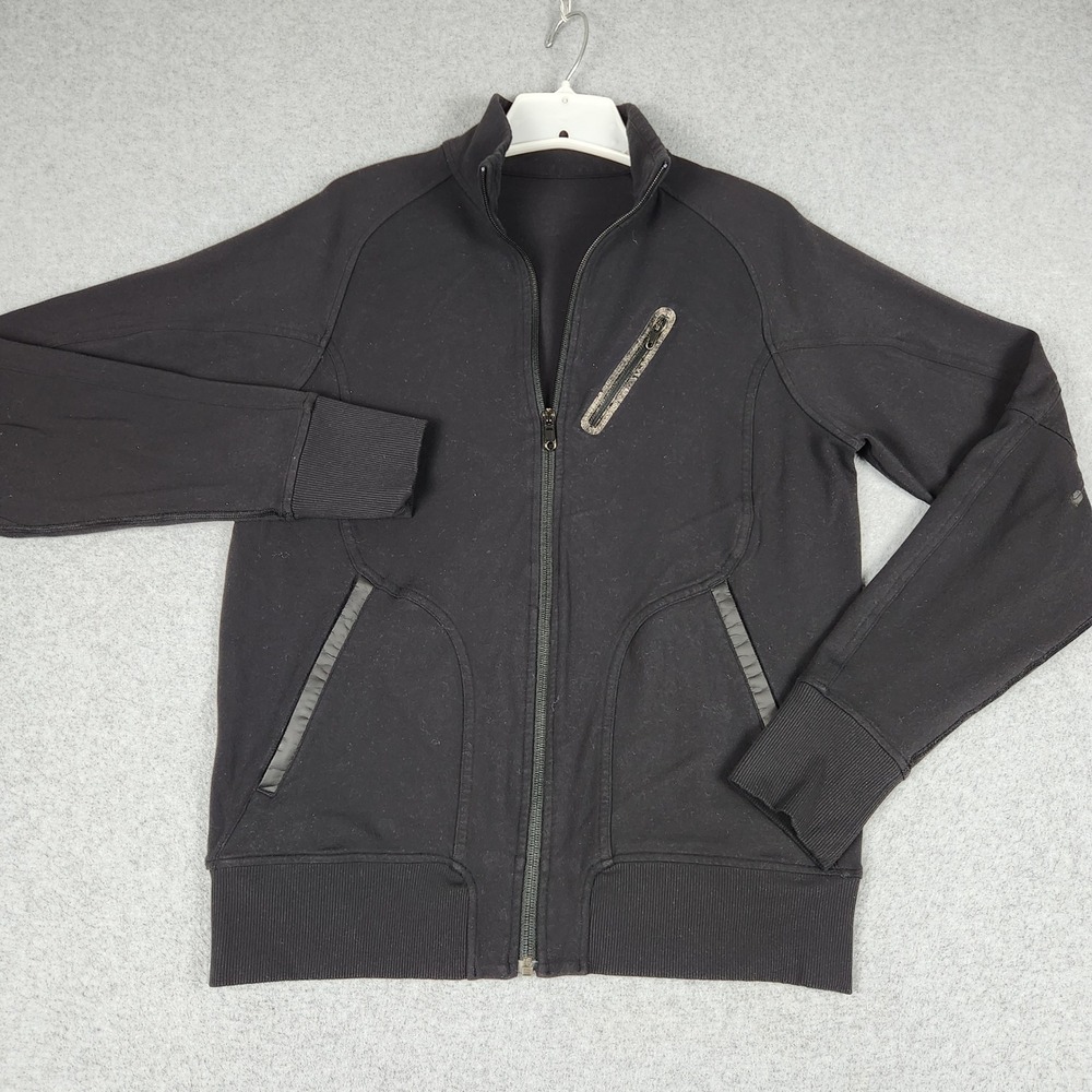 Lululemon Jacket Mens Medium Black Stretch Slim Fit Mock Neck Full Zip Athletic